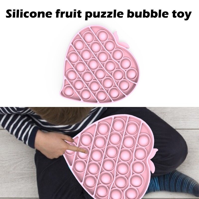Silicone rosa coração empurrar bolha sensorial espremendo brinquedo anti-stress relaxante brinquedos fidget estresse aliviar o autismo necessidades