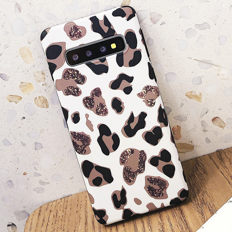 LAPOPNUT Soft Phone Case for Samsung Galaxy S10 S9 S8 Plus S20 Ultra 5G Leopard Print Slim Shockproof Matte Silicone Cover