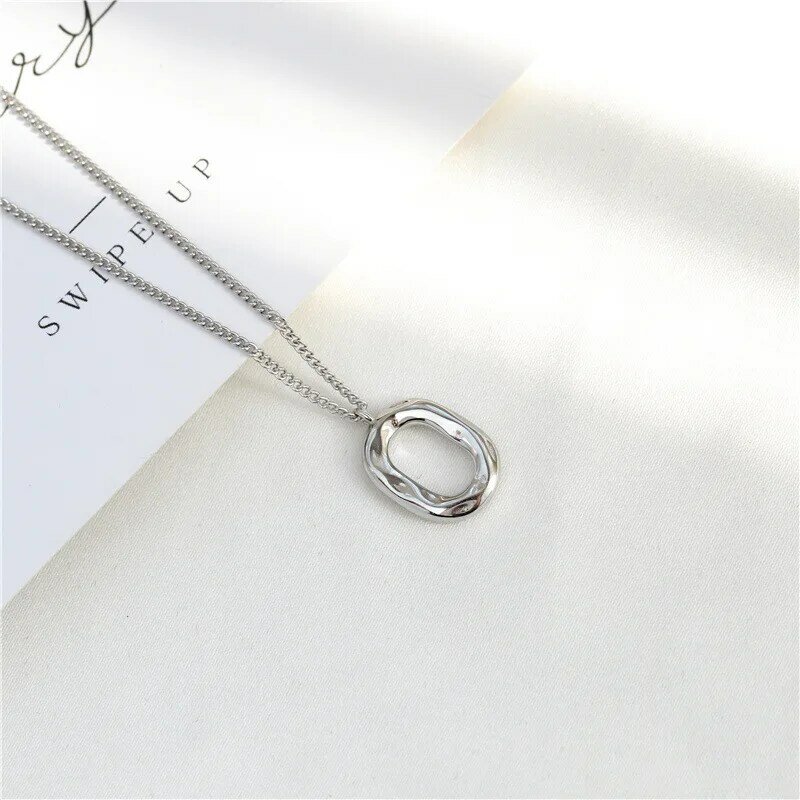 Sodrov 925 Sterling Silver Irregular Distortion Pendant Necklace for Women Silver Jewelry Necklaces