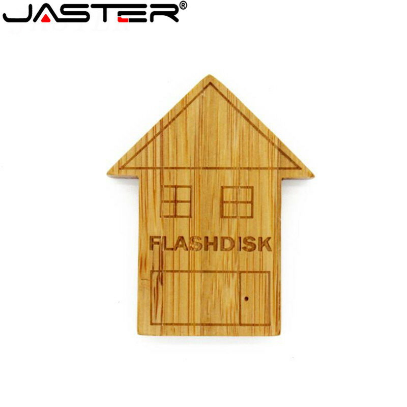 Jaster bonito pequena casa pendrive houten usb pen drive memória vara pendrive 16gb32gb logotipo gravura a laser presente criativo presentes