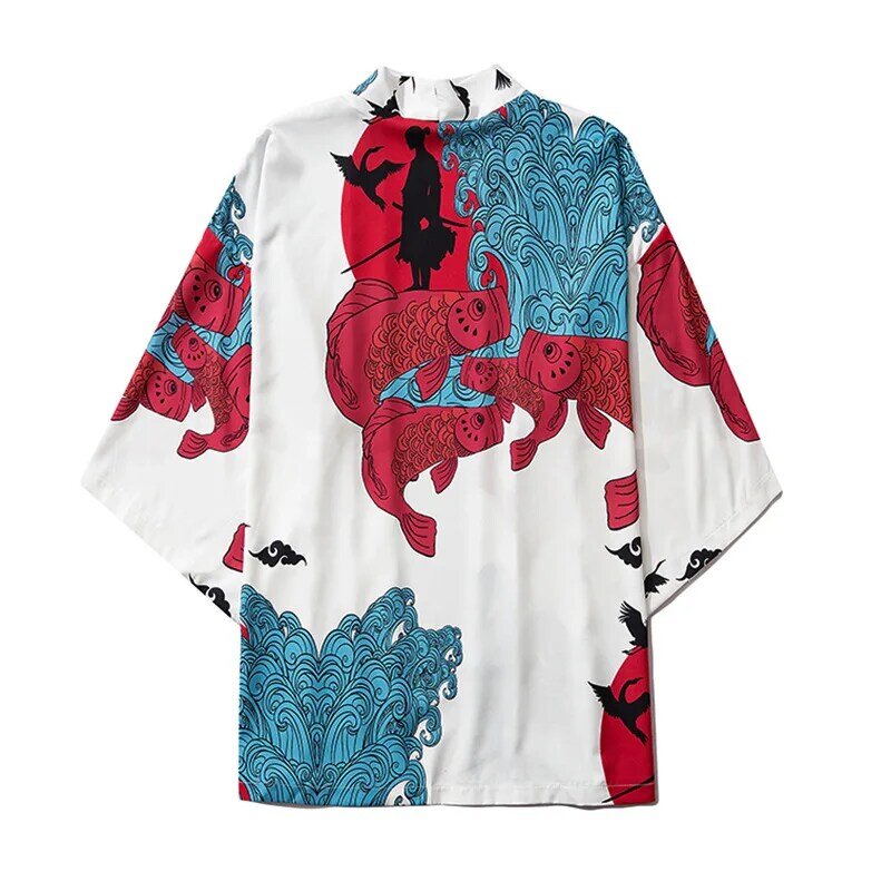 Кимоно в традиционном стиле, футболка в восточном стиле кардиган, юката, хаори, стиль для мужчин и женщин, Повседневная Уличная одежда