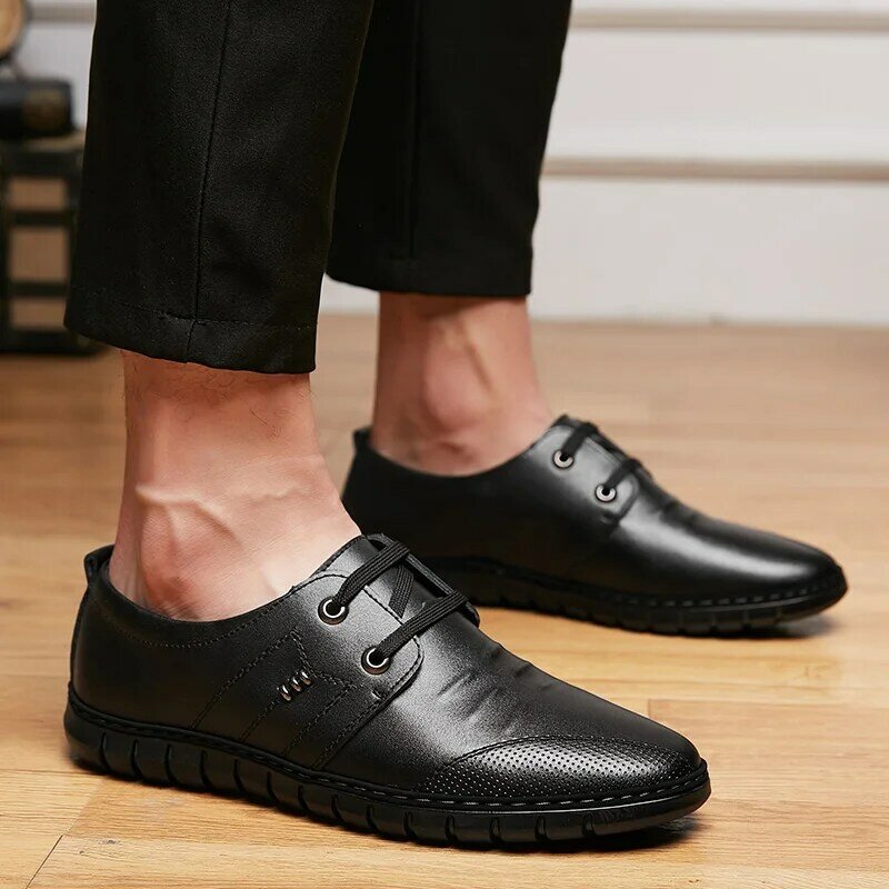 High Quality New Fashion Men Casual Shoes Hot Sale Business Casual Shoes Men Breathable Spring Autumn Casual Men Shoes Black