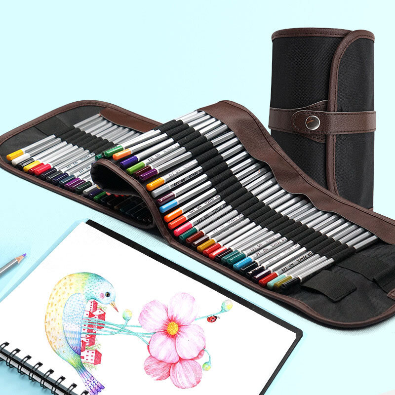 72 Warna Minyak Pensil Warna Set dengan 72 Lubang Roll Berwarna Pensil Sketsa Kayu Pensil Artis Cat Perlengkapan Sekolah