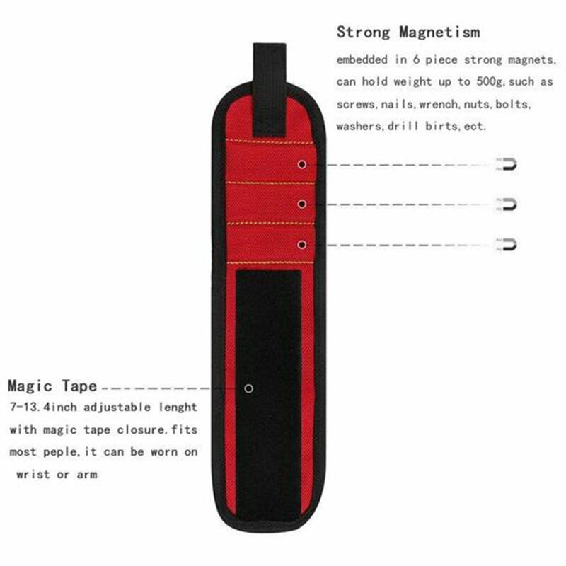 Portable Magnetic Wristband Tool Bag Magnet Electrician Wrist Tool Belt Screws Nails Drill Bits Bracelet For Repair Tool Bag