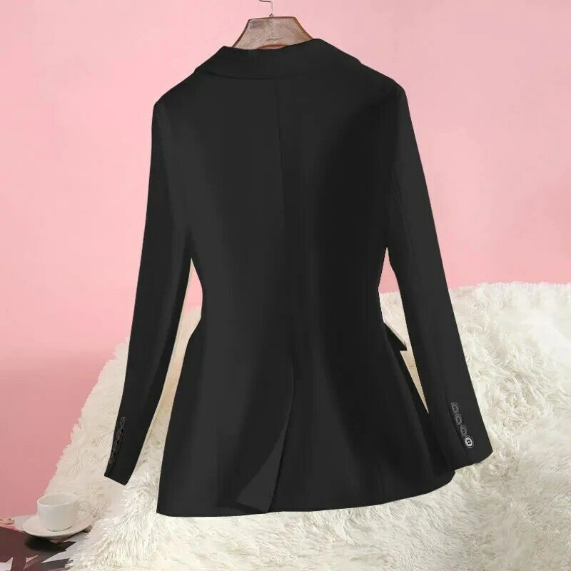 Jaqueta feminina nova primavera 2022 estilo britânico blazer ternos curto fino outono manga longa casaco casual feminino superior jaquetas preto branco