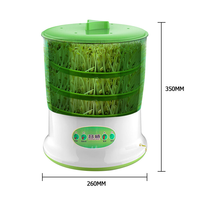 Machine automatique de germes de haricot à thermostat pour ménage,seau vert de croissance de légumes, avec 2 à 3 couches,