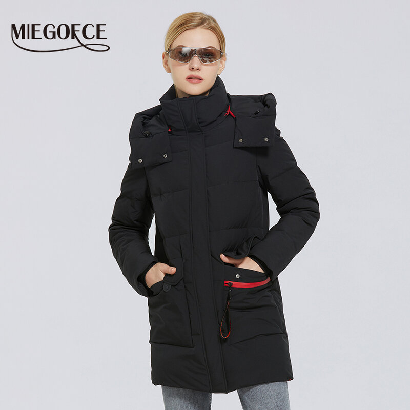 MIEGOFCE 2021 Winter New Women's Cotton Coat Warm Windproof Jacket Simple Design Winter Parka Women Clothes Wintertime Coat