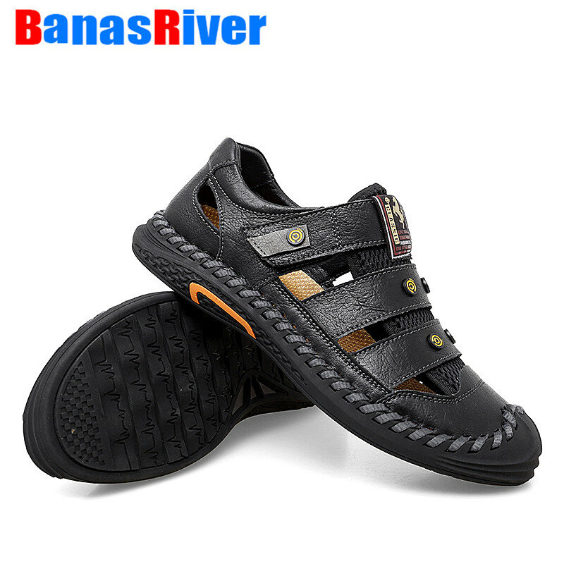 NEW Men's Casual Sandals Flat Shoes Fashion Outdoor Beach Casual Breathable Lightweight Soft Large Size Handmade Walking Outdoor