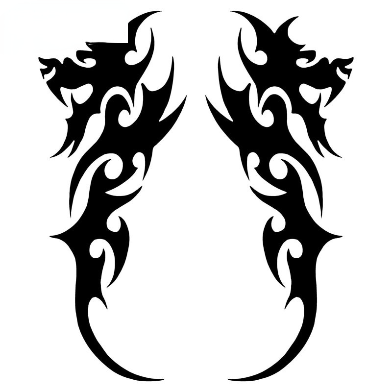 CMCT-pegatina de rascador con forma de dragón tribal, decoración del cuerpo de vinilo, cubierta impermeable, 20cm-8cm, 2 uds.