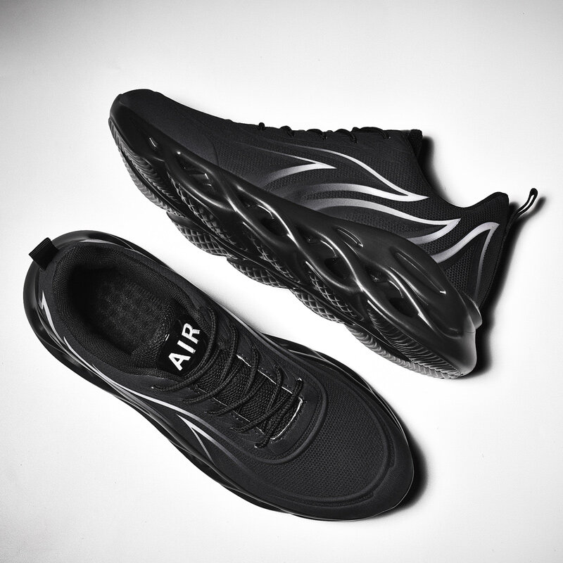 Scarpe da corsa Sneakers stampate a fiamma da uomo scarpe sportive in tessuto volante scarpe da ginnastica comode da uomo all'aperto scarpe da allenamento 2021