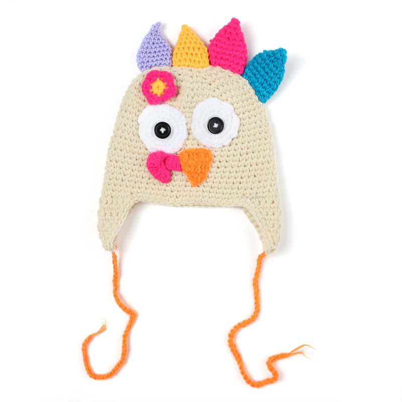 Thanksgiving Knitted Turkey Hat for Infant Baby Funny Hat Braids Turkey Knitted Children Gift Beanie Hat Clothing Accessories