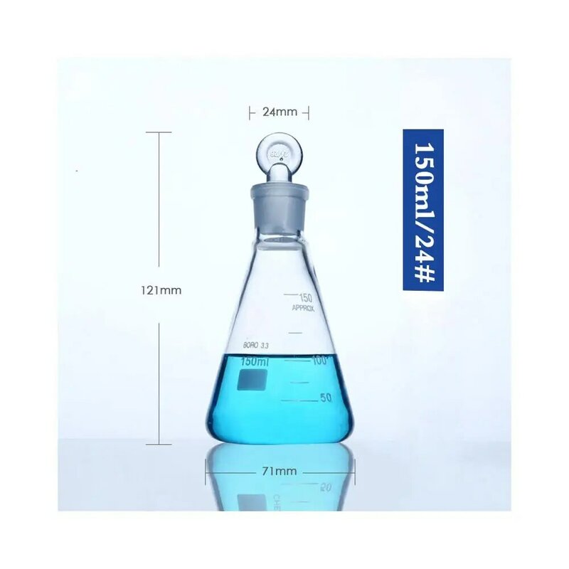 Résistance à haute température de flacon en verre Borosilicate avec bouchon en verre, 150ML/24 #