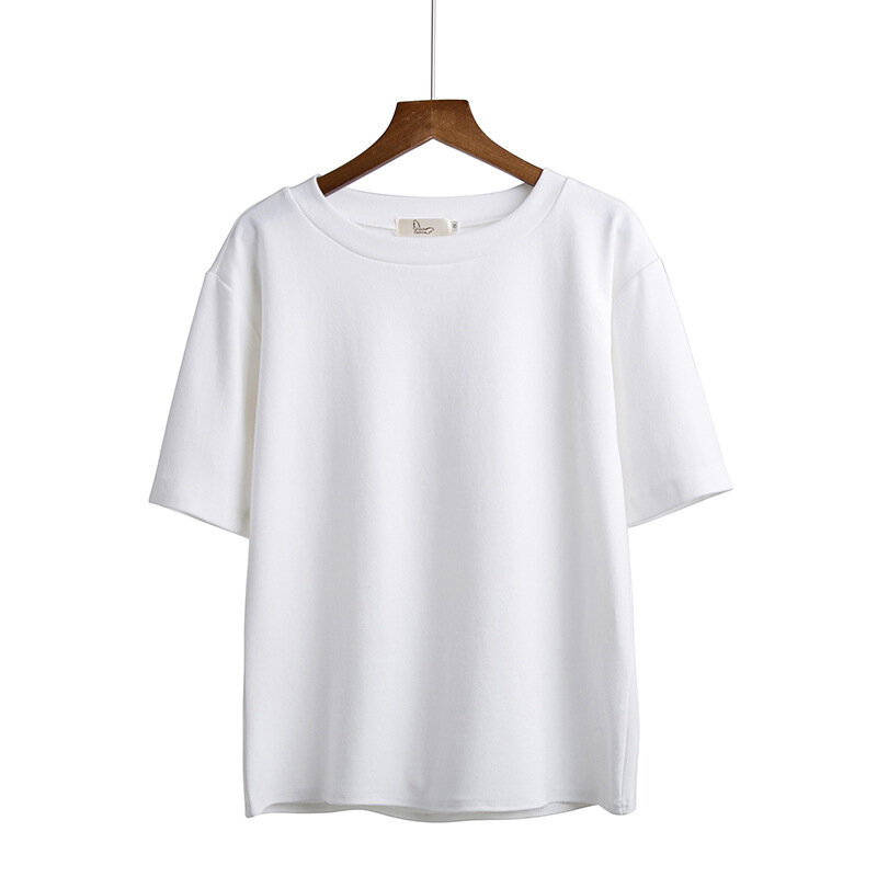 Camiseta holgada informal para mujer, ropa Harajuku de manga corta con cuello redondo, sencilla, de verano, novedad