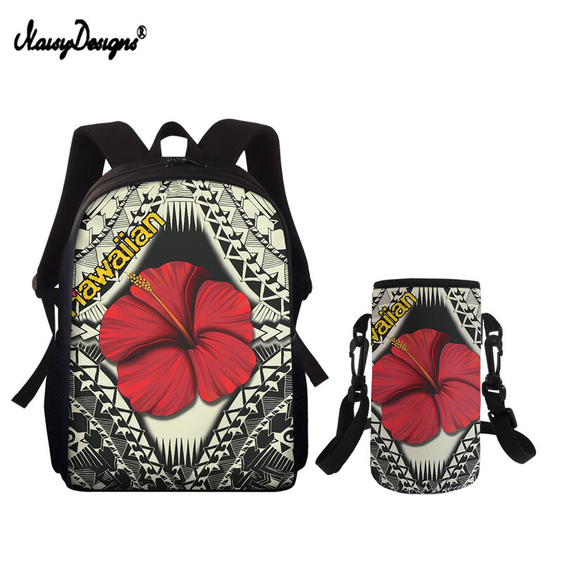 Noisydesigns 2021 polynesian hibisco imprimir estudante mochila para meninas adolescentes flor design mochilas conjunto de viagem casual mochilas