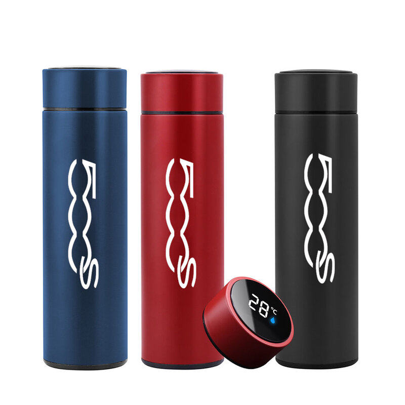 Car Thermos Cup For Fiat 500S Soup Coffee Mug Thermos Portable Car Smart Thermos Mug Insulation Cup With Temperature Display