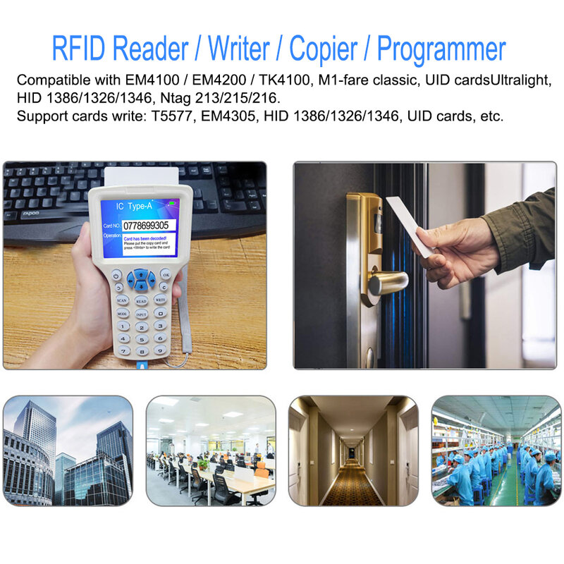 2022.top rfid leitor escritor duplicador 10 frequência nfc smart card programador 125khz 13.56mhz criptografado decodificador chave gravável