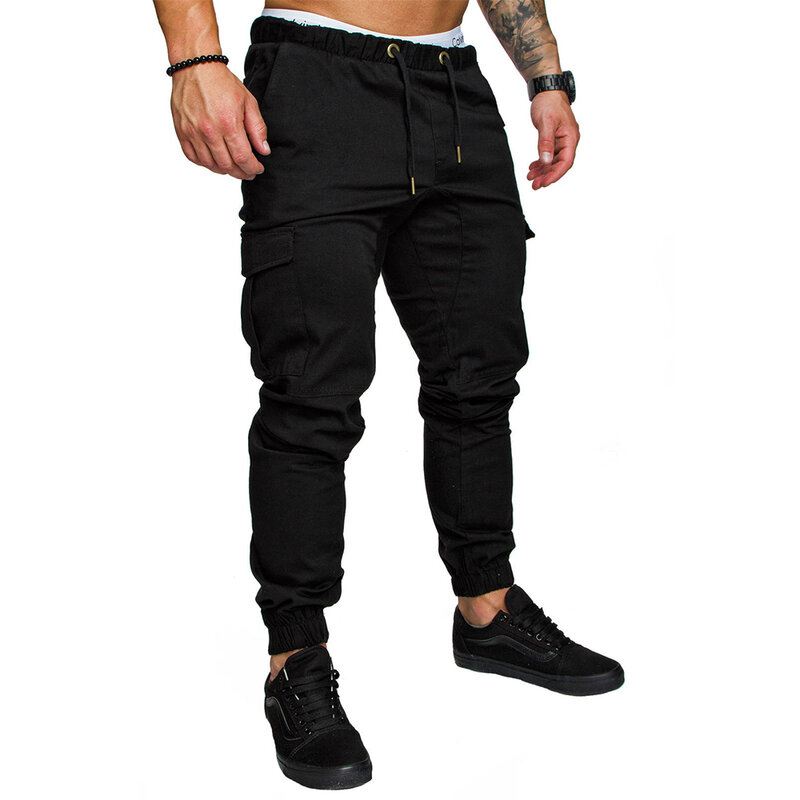 Men Pants Hip Hop Harem Joggers Pants 2021 New Male Trousers Mens Joggers Solid Multi-pocket Pants Sweatpants M-4XL