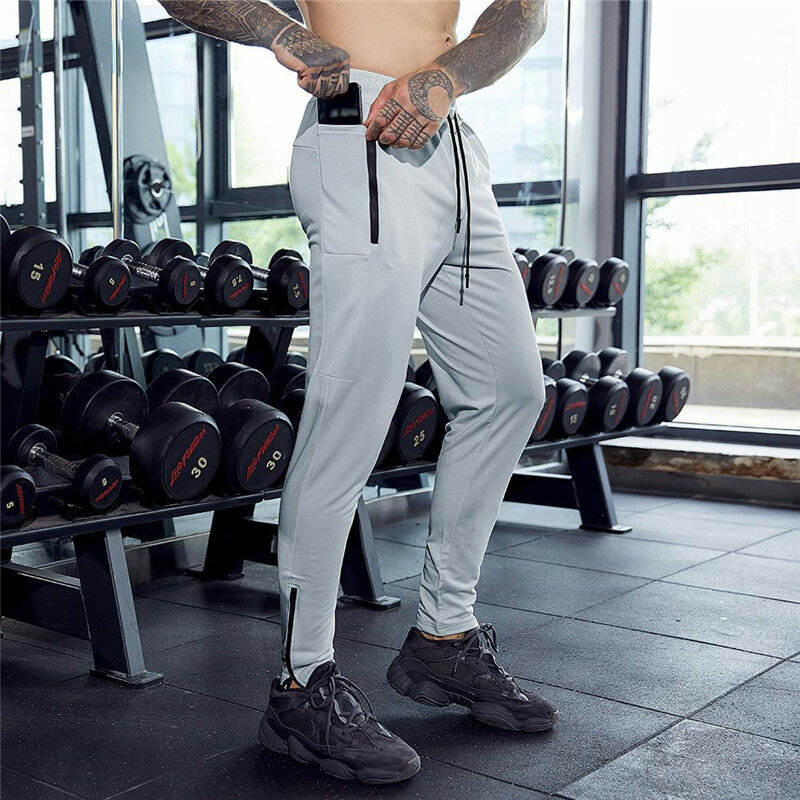 Calça de ginástica masculina, calça de secagem rápida para homens corrida corrida musculação treinamento fitness