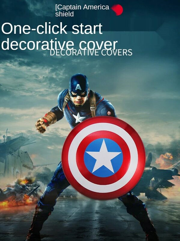 Marvel Captain America Car One-ปุ่มเริ่มต้นปุ่มตกแต่งสติกเกอร์ฝาครอบป้องกันอุปกรณ์การจุดระเบิดสวิทช์อุปกรณ...