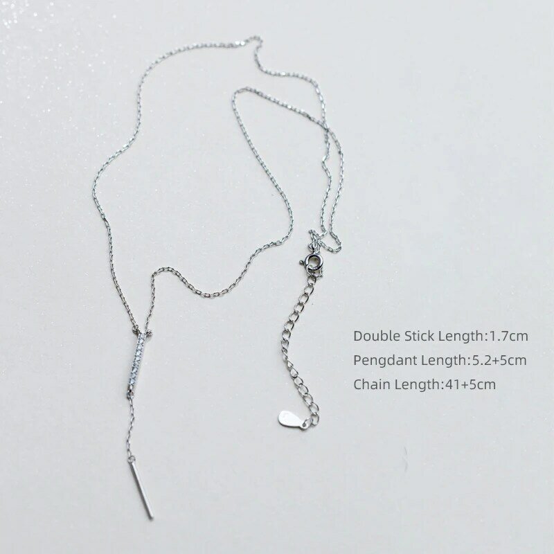 Modian trójkąt Choker naszyjnik dla kobiet srebro 925 błyszczące CZ linia geometryczna naszyjnik dwa Style Fine Jewelry Bijoux