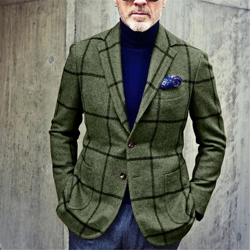 Nova xadrez casual na moda terno blazers jaqueta outono primavera moda magro terno jaqueta masculino blazer roupas vetement homme