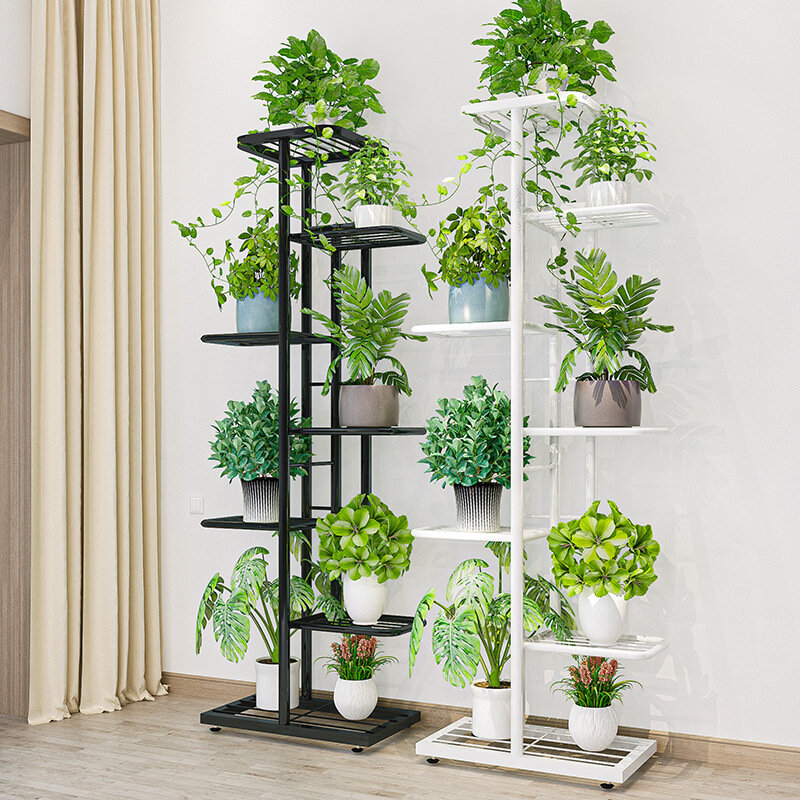 Support de plantes en fer à 7 couches, 8 supports de pots de fleurs, étagères de jardinière, présentoir de rangement, étagère pour balcon, décoration de jardin