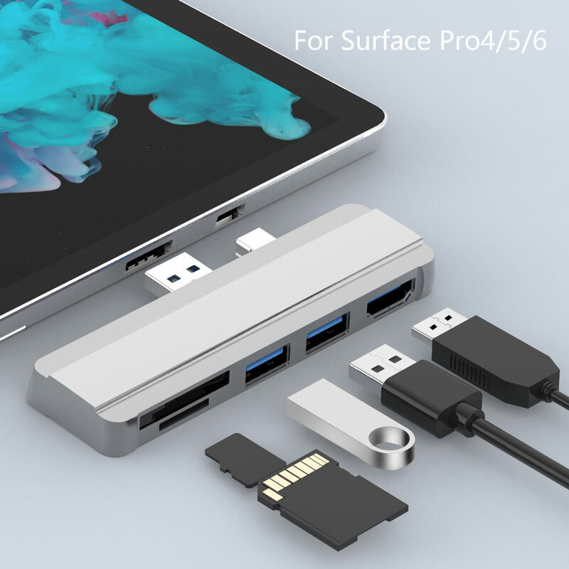 USB HUB 3.0 Đế Cài Dành Cho Microsoft Surface Pro 4/5/6/7 Đến USB3.0 Cổng HDMI-Tương Thích đầu Đọc Thẻ SD/TF Adapter