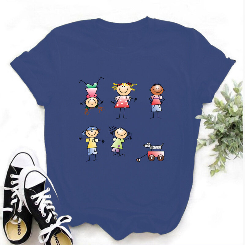 Camisetas de dibujos animados para niños y mujeres, camiseta Harajuku de verano, Tops de moda, Camisetas estampadas para mujer, camiseta informal TX8043