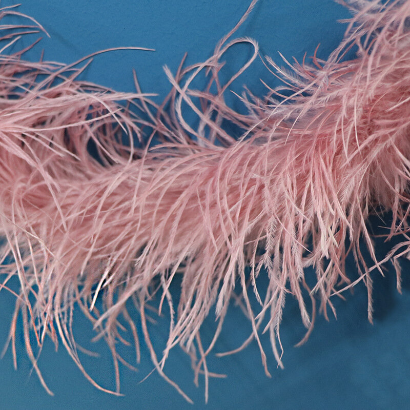 6 Layer Quality Leather Pink Ostrich Feather Boa Carnival Jewelry Decoration Craft Supplies Plumes