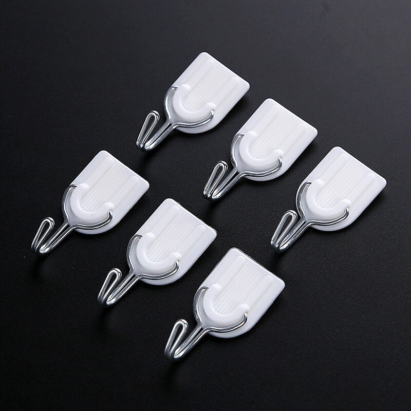6PCS Horseshoe-shaped Clothes Hook White U-shaped Small Plastic Sticky Hook Kitchen Clothes Bathroom Kitchen Household Hooks