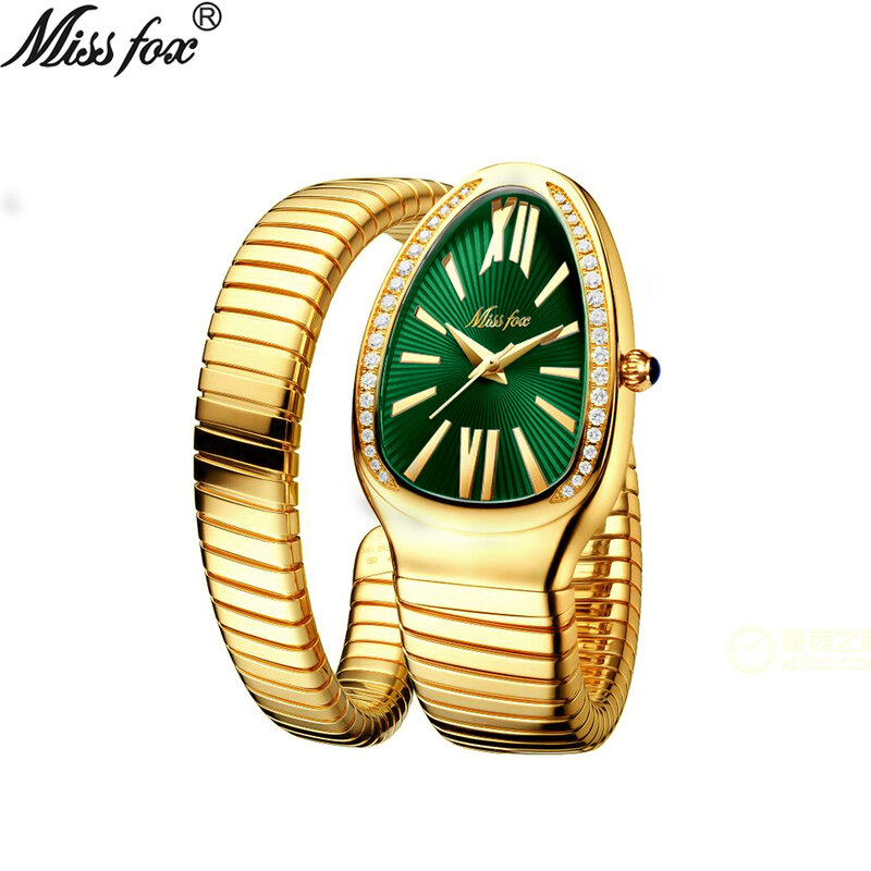 Marca de luxo relógio feminino moda lazer cobra shake pulseira diamante relógio cobra aço inoxidável relógios femininos