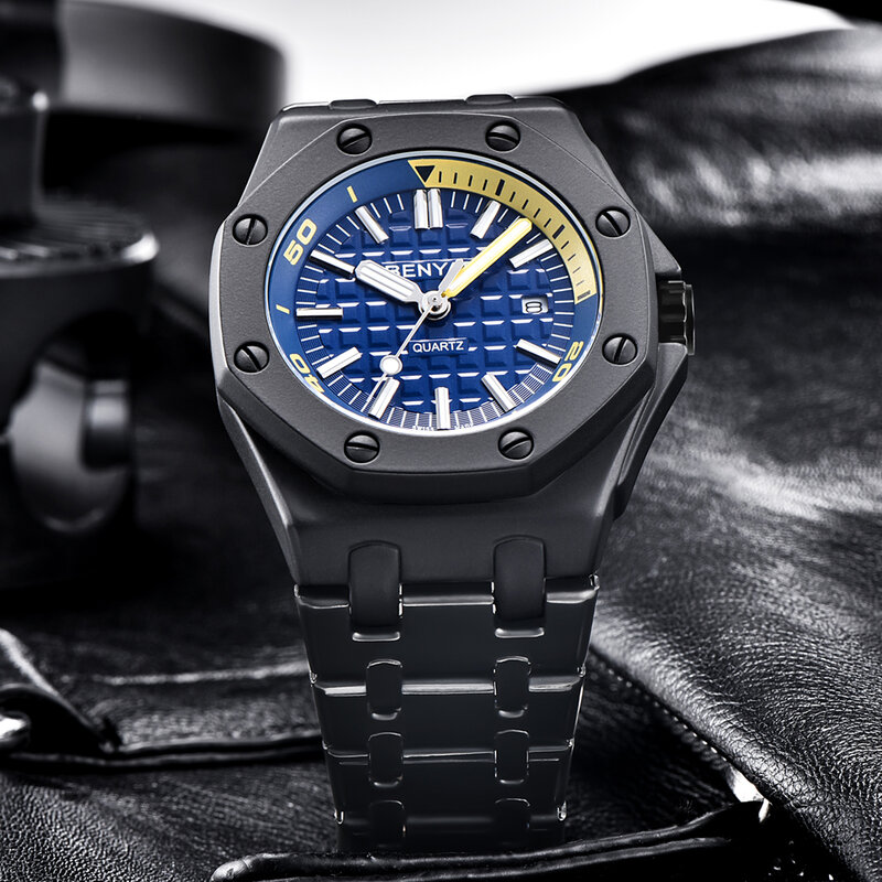 Крутые черные часы из нержавеющей стали для мужчин Топ люксовый бренд Benyar кварцевые мужские часы 2021 водонепроницаемые мужские часы бизнес ...