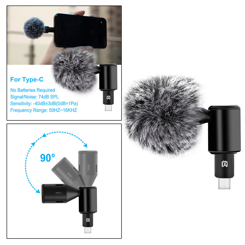 Microfone condensador profissional para celular iphone preto acessórios