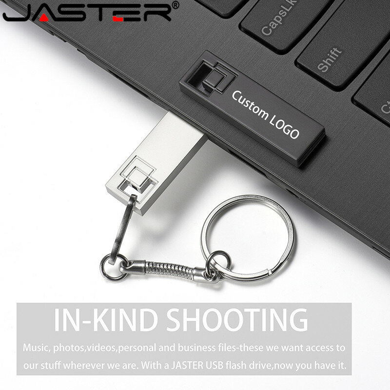 JASTER 미니 큐브 메탈 실버 USB 플래시 드라이브 4GB 8GB 16GB 32GB 64GB 실제 용량 플래시 디스크 2.0 커스텀 로고 도매