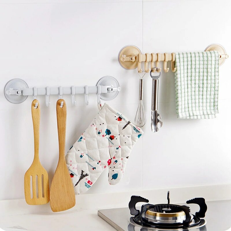 1PC crochets réglables support porte-serviettes étagères suspendues ventouse murale Double ventouse support de crochet cuisine salle de bain organisateur