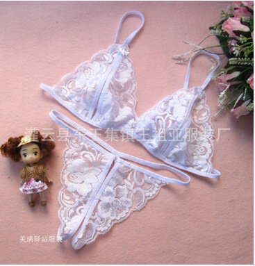 Seksowna bielizna damska miłość balsam Mimi otwarty plik trzypunktowy piżamy koronki 2 częściowy zestaw Ropa wnętrze bielizna Femenina