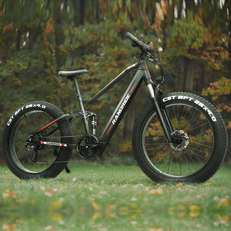 Fat Tire Elektrische Fiets 48V 750W Full Suspension Ebike 4.0 Vet Tyre E Fiets 26 Inch Sneeuw Off road Mens Elektrische Mountainbike