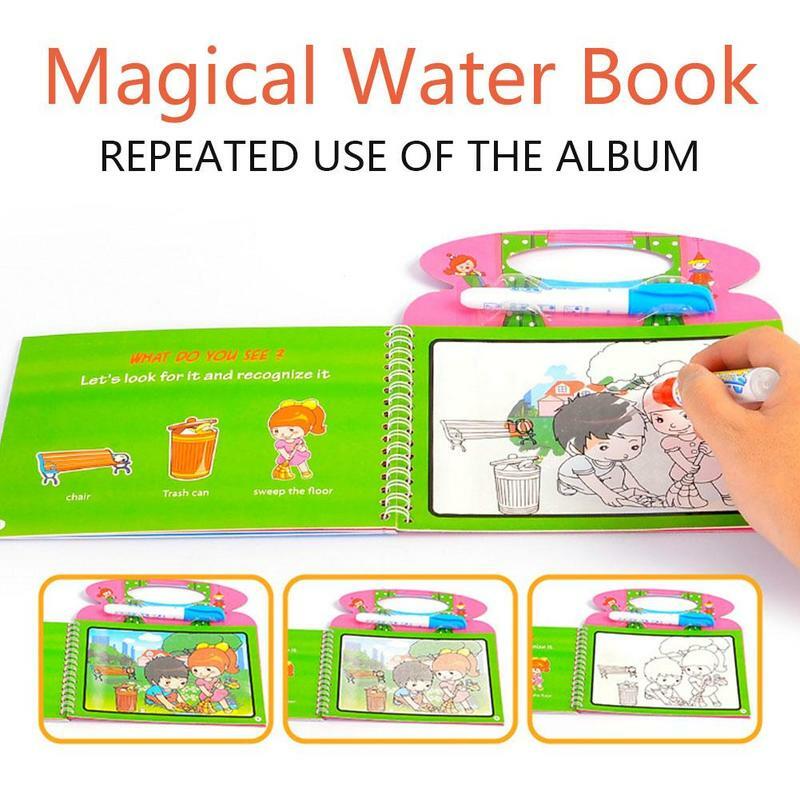 Libro de dibujo al agua para niños, libro para colorear, garabatos, bolígrafo, tablero de dibujo para niños, juguetes educativos, regalo de cumpleaños
