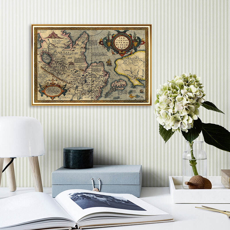 Pintura en aerosol de mapa Vintage para decoración del hogar, carteles e impresiones artísticos de pared decorativos para sala de estar, 59x42cm