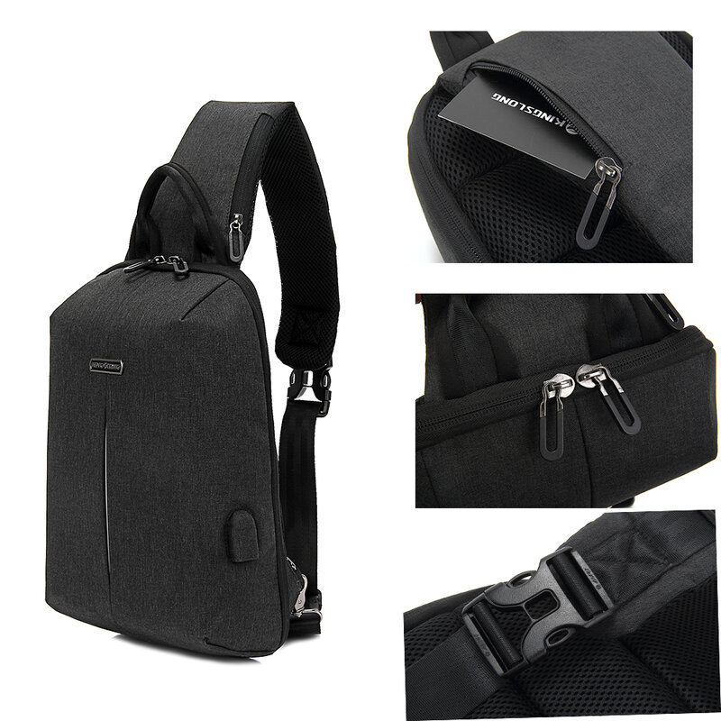 Kingslong – sac à bandoulière stéréotypé pour hommes, sacoche poitrine imperméable, sac à main fonctionnel à la mode, nouveau