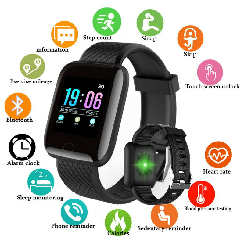 Abay-reloj inteligente Digital con Bluetooth para hombre y mujer, dispositivo con control del ritmo cardíaco y de la presión sanguínea