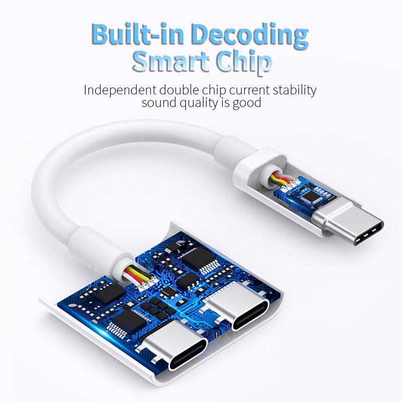 Type C Adapter Cable For Samsung S21 S20 Note20 Ultra S10 Note10 USB C To 3.5mm Jack Charger Splitter 2 in 1 DAC Typec Converter