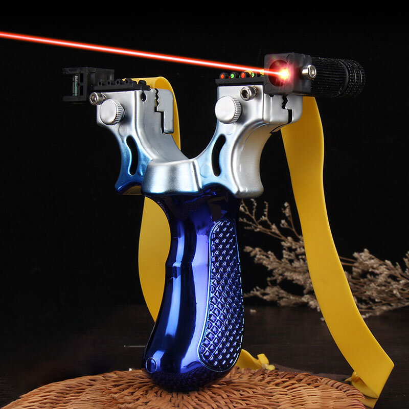 Big Power High Precision Gradient Color Slingshot Laser Aiming Slingshot Using Flat Rubber Band Outdoor Hunting 2019 New