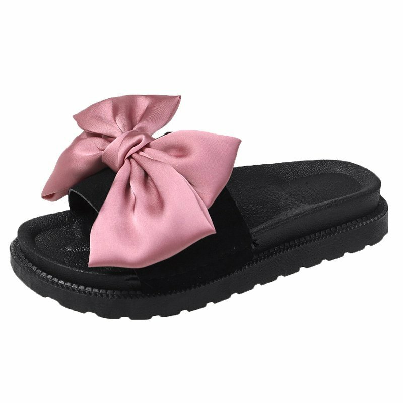 Sandálias lisas femininas, chinelos de verão da moda, com laço boêmio, antiderrapantes, para praia, 2021