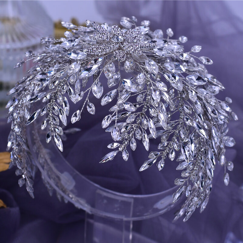 Luxe Bruid Tiara Kristal Hoofddeksels Strass Bruids Hoofdtooi Haar Accessoires Huwelijk Bruiloft Accessoires Vrouwen Haarband