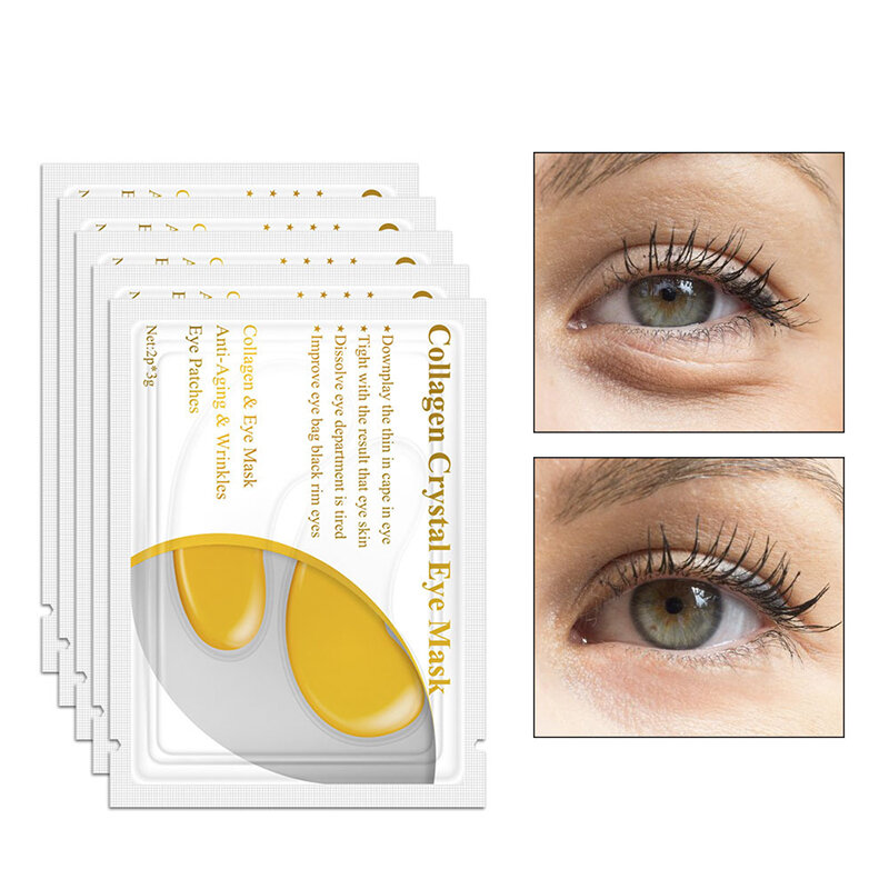 20Pcs Oogmasker 24K Gold Collageen Eye Patch Donkere Kringen Remover Anti Rimpel Hydraterende Natuurlijke Extract Eye Pad