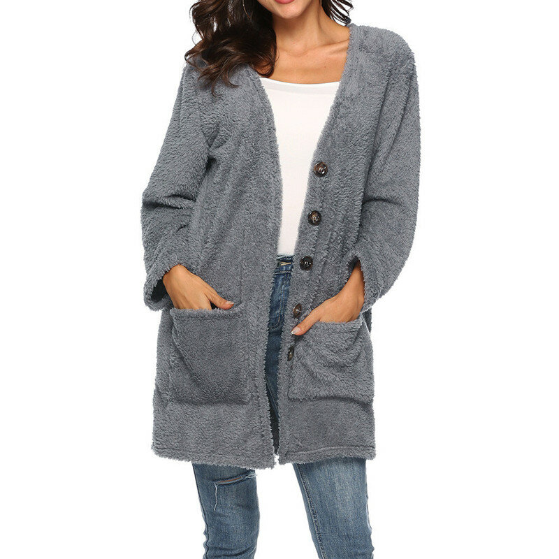 Jersey grueso de lana para mujer, cárdigan cálido de longitud media, chaqueta de otoño e invierno, talla grande 5XL, novedad