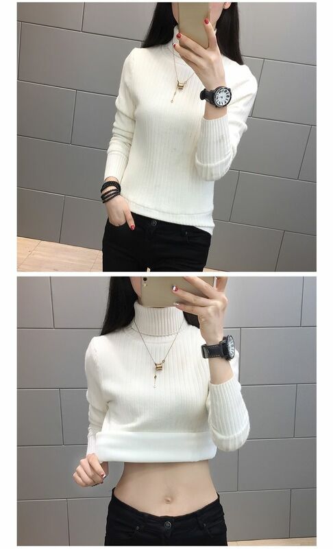 New plush and thickened high collar sweater for female students