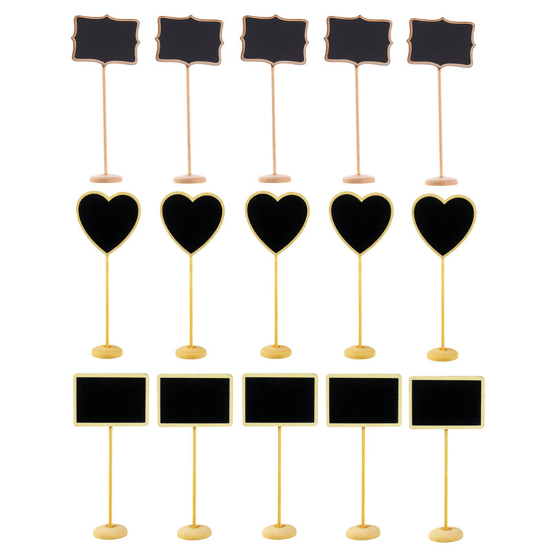 15 pçs de madeira mini quadro negro criativo placa mensagem sinais crianças desenho placa restaurante lista de preços (coração + ângulo recta