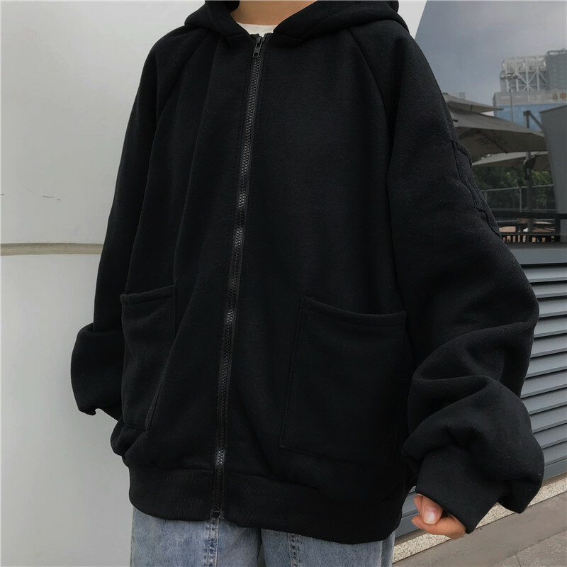 Plus Size Hoodies Vrouwen Harajuku Streetwear Kawaii Oversized Zip Up Sweater Kleding Koreaanse Stijl Lange Mouwen Tops